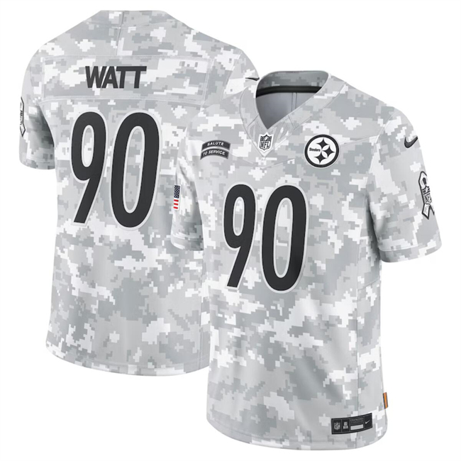 Youth Pittsburgh Steelers #90 T. J. Watt 2024 F.U.S.E Arctic Camo Salute to Service Limited Stitched Football Jersey